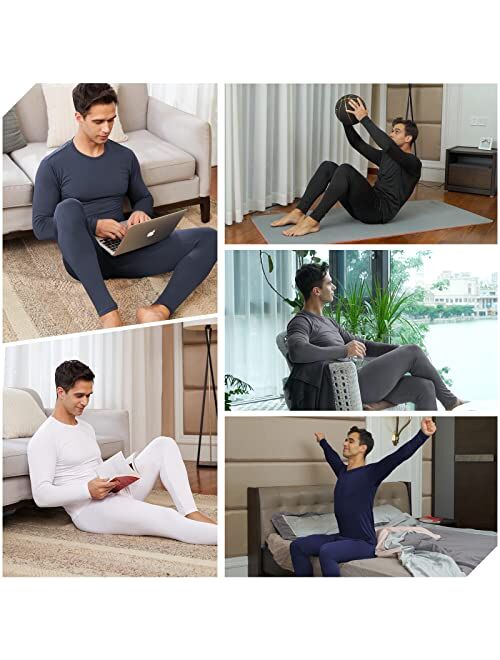 CL convallaria Long Johns Thermal Underwear for Men Soft Fleece Lined Base Layer Cold Weather Bottom Top Set XS-4XL