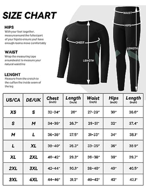 Runhit Mens Thermal Underwear SetFleece Lined Long Johns for Men Thermal Shirts and Pants Base Layer Cold Weather Thermals