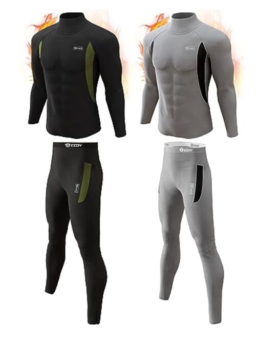 romision Thermal Underwear for Men, Long Johns Set with Fleece Lined, Winter Hunting Gear Warm Base Layer Sport Top & Bottom