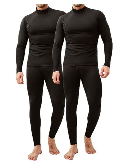 CL convallaria 2 Pack Long Johns Thermal Underwear for Men Soft Fleece Lined Base Layer Cold Weather Set XS-4XL