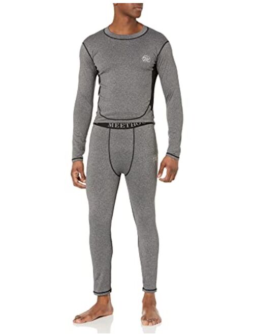 MeetHoo Mens Thermal Underwear Set, Compression Base Layer Sports Long Johns Fleece Lined Winter Gear Running Skiing