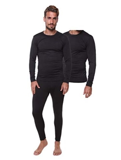 Ultra Dry Thermal Underwear for Men Long John Set for Cold Weather Mens 2 pc Long Sleeve Shirt and Leggings Fleece Base Layer Thermals