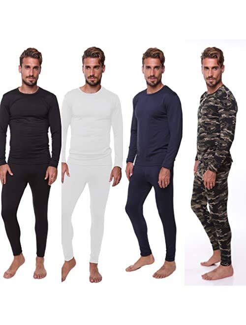 Ultra Dry Thermal Underwear for Men Long John Set for Cold Weather Mens 2 pc Long Sleeve Shirt and Leggings Fleece Base Layer Thermals