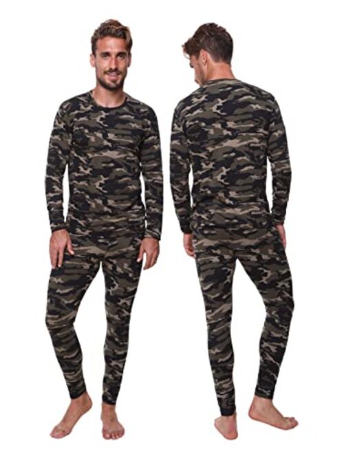 Ultra Dry Thermal Underwear for Men Long John Set for Cold Weather Mens 2 pc Long Sleeve Shirt and Leggings Fleece Base Layer Thermals