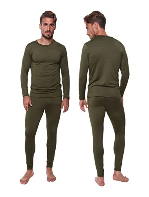 Ultra Dry Thermal Underwear for Men Long John Set for Cold Weather Mens 2 pc Long Sleeve Shirt and Leggings Fleece Base Layer Thermals