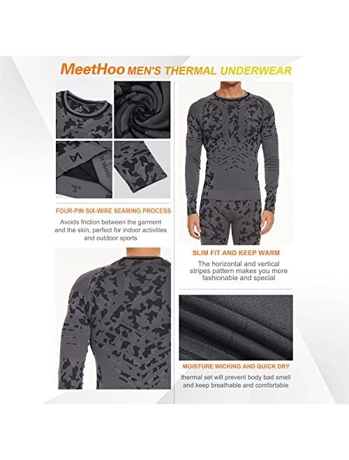 MeetHoo Mens Thermal Underwear Set Winter Gear Men Base Layer Long Johns Bottom