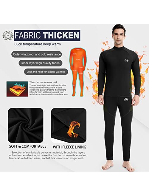 MEETWEE Men's Thermal Underwear Set, Winter Ski Gear Fleece Lined Long Johns Base Layer Warm Top & Bottom for Skiing Running