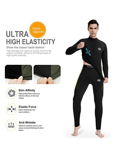 MEETWEE Men's Thermal Underwear Set, Winter Ski Gear Fleece Lined Long Johns Base Layer Warm Top & Bottom for Skiing Running