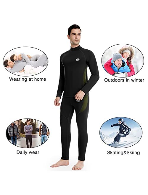 MEETWEE Men's Thermal Underwear Set, Winter Ski Gear Fleece Lined Long Johns Base Layer Warm Top & Bottom for Skiing Running