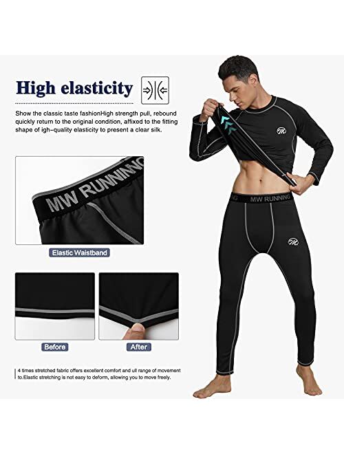 MeetHoo Men's Thermal Underwear Set, Base Layers Winter Gear Compression Long Johns with Fleece Lined for Skiing