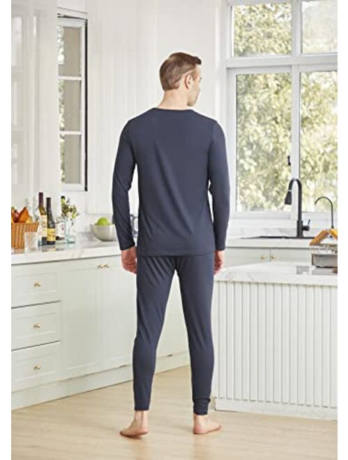 YIMANIE Men's Thermal Underwear Set Long Johns Ultra Soft Top and Bottom Fleece Lined Base Layer Set for Cold Weather