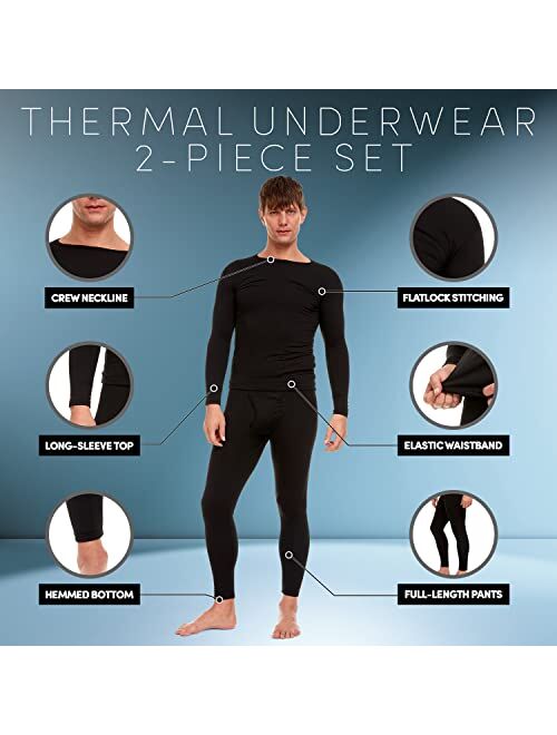 Debra Weitzner Thermal underwear for men Fleece Long Johns Cold-Weather Base Layer Top & Bottom