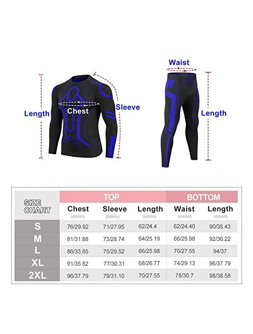 MEETYOO Men's Thermal Underwear Set, Winter Base Layer Long Johns Top & Bottom Suit Compression Cold Weather Gear for Skiing