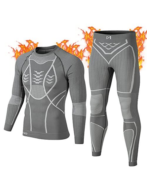 MEETYOO Men's Thermal Underwear Set, Winter Base Layer Long Johns Top & Bottom Suit Compression Cold Weather Gear for Skiing