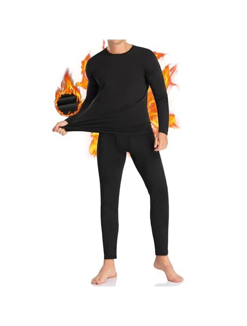 SIMIYA Thermal Underwear Set for Men Long Johns with Fleece Lined Long Sleeve Base Layer Set Top Bottom