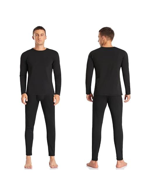 SIMIYA Thermal Underwear Set for Men Long Johns with Fleece Lined Long Sleeve Base Layer Set Top Bottom