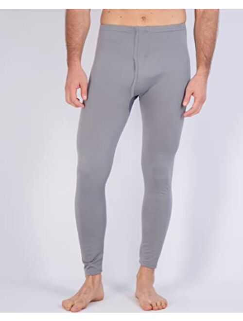 Real Essentials 3 Pack: Men's Thermal Underwear Base Layer Fleece Lined Pants with Fly - Long John Bottom(Big & Tall)