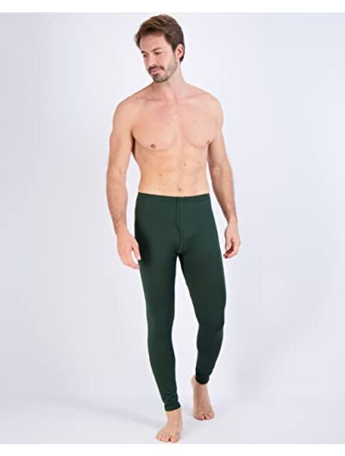 Real Essentials 3 Pack: Men's Thermal Underwear Base Layer Fleece Lined Pants with Fly - Long John Bottom(Big & Tall)