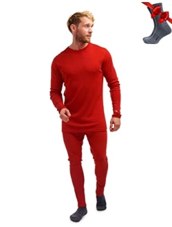 Merino.tech Merino Wool Base Layer Mens Set - Midweight, Heavyweight, Lite Merino Wool Thermal Underwear For Men Top, Bottom