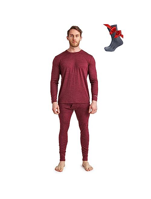 Merino.tech Merino Wool Base Layer Mens Set - Midweight, Heavyweight, Lite Merino Wool Thermal Underwear For Men Top, Bottom