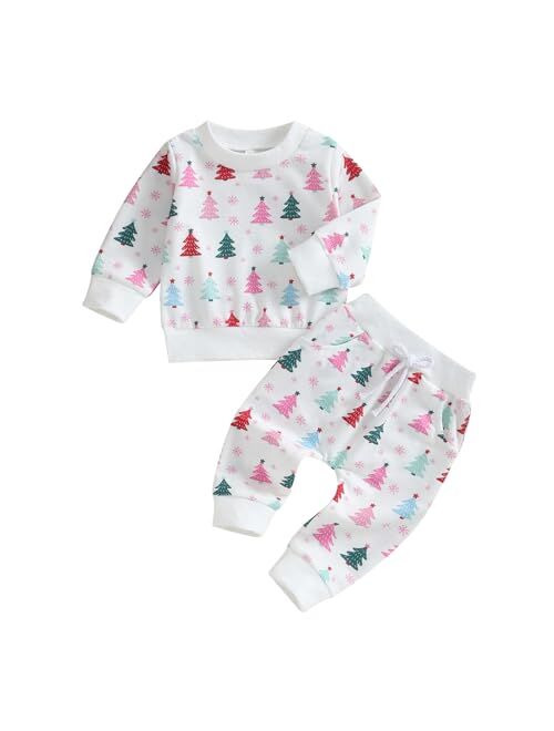 Amnnchya Christmas Toddler Outfit Baby Girl Boy Tree Long Sleeve Sweatshhirt Pants Infant Fall Winter Christmas Clothes