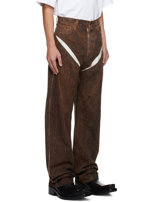 Y/PROJECT SSENSE XX Brown Cut-Out Jeans