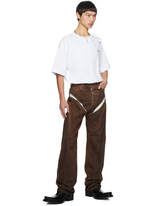 Y/PROJECT SSENSE XX Brown Cut-Out Jeans