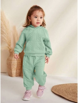 Cozy Cub Baby Girl Solid Raglan Sleeve Hoodie & Pants