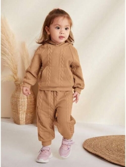 Cozy Cub Baby Girl Solid Raglan Sleeve Hoodie & Pants
