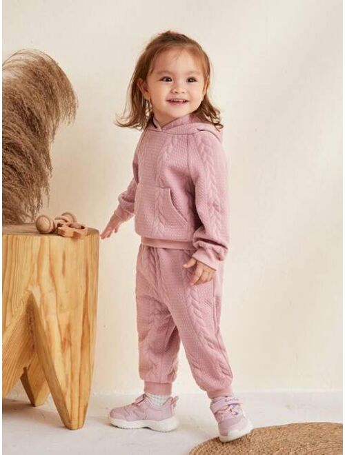 Cozy Cub Baby Girl Solid Raglan Sleeve Hoodie & Pants