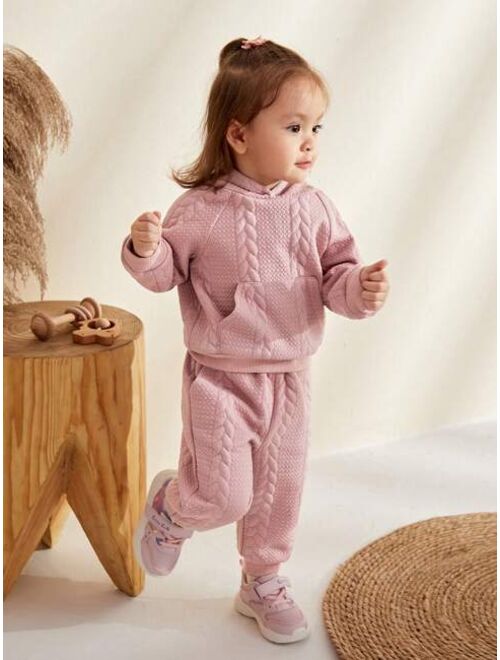 Cozy Cub Baby Girl Solid Raglan Sleeve Hoodie & Pants