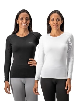 DEVOPS Women's 2 Pack Thermal Long Sleeve Shirts Compression Baselayer Tops