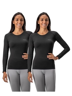 DEVOPS Women's 2 Pack Thermal Long Sleeve Shirts Compression Baselayer Tops