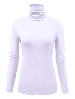 AUHEGN Women's Long Sleeve Lightweight Turtleneck Top Slim Fit Pullover T-Shirt (S-XXL)