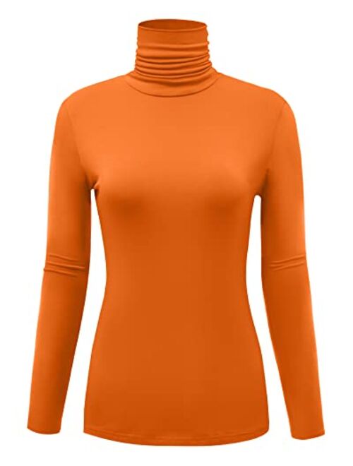 AUHEGN Women's Long Sleeve Lightweight Turtleneck Top Slim Fit Pullover T-Shirt (S-XXL)