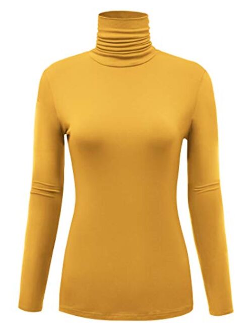 AUHEGN Women's Long Sleeve Lightweight Turtleneck Top Slim Fit Pullover T-Shirt (S-XXL)