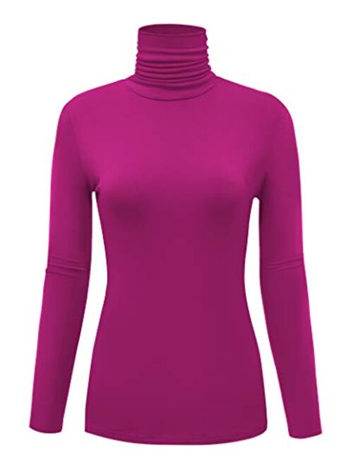 AUHEGN Women's Long Sleeve Lightweight Turtleneck Top Slim Fit Pullover T-Shirt (S-XXL)