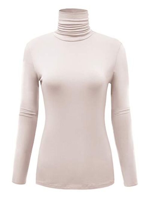 AUHEGN Women's Long Sleeve Lightweight Turtleneck Top Slim Fit Pullover T-Shirt (S-XXL)