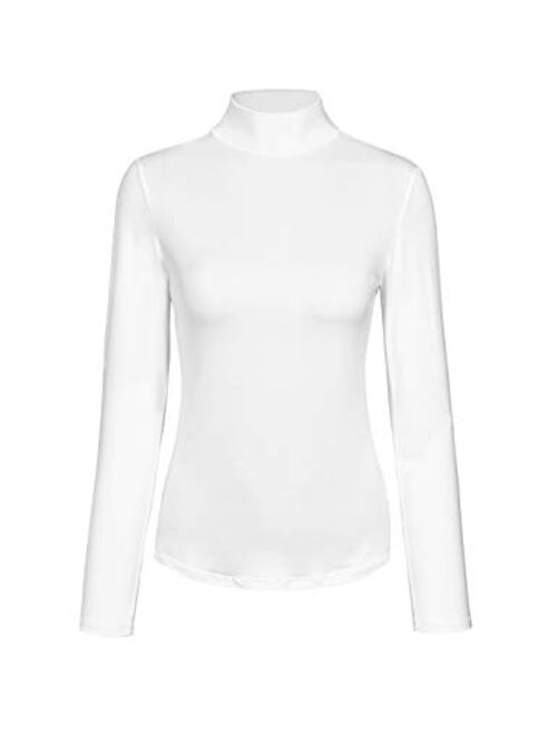 KLOTHO Womens Slim Fitted Mock Turtleneck Tops Long Sleeve Lightweight Base Layer Shirts