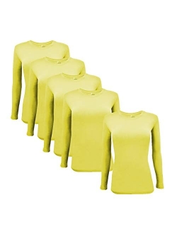 Natural Uniforms Women's Under Scrub Tee Crew Neck Long Sleeve T-Shirt-5-Pack