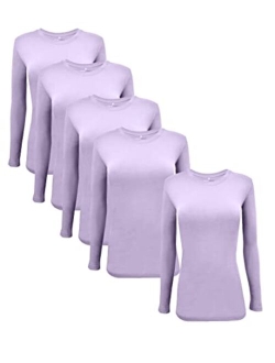 Natural Uniforms Women's Under Scrub Tee Crew Neck Long Sleeve T-Shirt-5-Pack