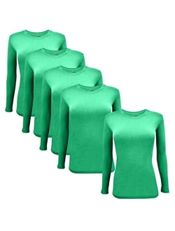 Natural Uniforms Women's Under Scrub Tee Crew Neck Long Sleeve T-Shirt-5-Pack