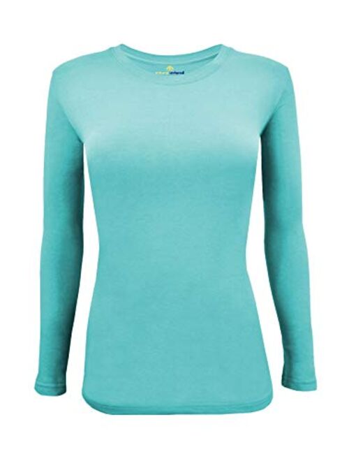 Natural Uniforms Women's Under Scrub Tee Crew Neck Long Sleeve T-Shirt-5-Pack