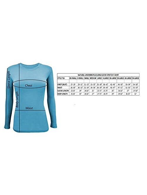 Natural Uniforms Women's Under Scrub Tee Crew Neck Long Sleeve T-Shirt-5-Pack