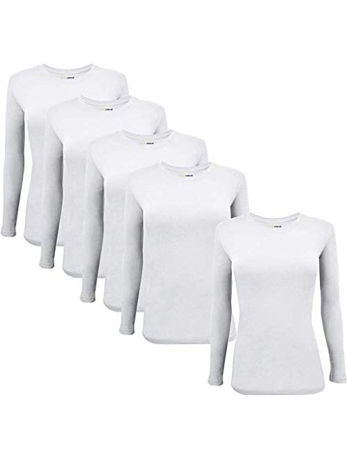 Natural Uniforms Women's Under Scrub Tee Crew Neck Long Sleeve T-Shirt-5-Pack