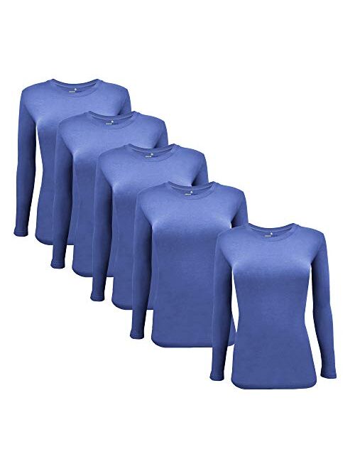 Natural Uniforms Women's Under Scrub Tee Crew Neck Long Sleeve T-Shirt-5-Pack