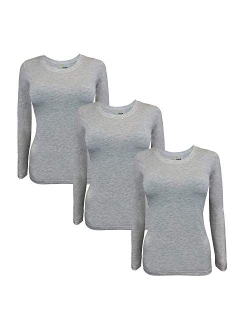 Natural Uniforms Women's Under Scrub Tee Crew Neck Long Sleeve T-Shirt Pack of 3 - Multi Pack of 3