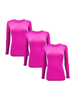 Natural Uniforms Women's Under Scrub Tee Crew Neck Long Sleeve T-Shirt Pack of 3 - Multi Pack of 3