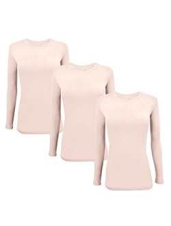 Natural Uniforms Women's Under Scrub Tee Crew Neck Long Sleeve T-Shirt Pack of 3 - Multi Pack of 3