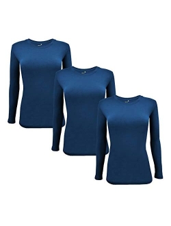 Natural Uniforms Women's Under Scrub Tee Crew Neck Long Sleeve T-Shirt Pack of 3 - Multi Pack of 3